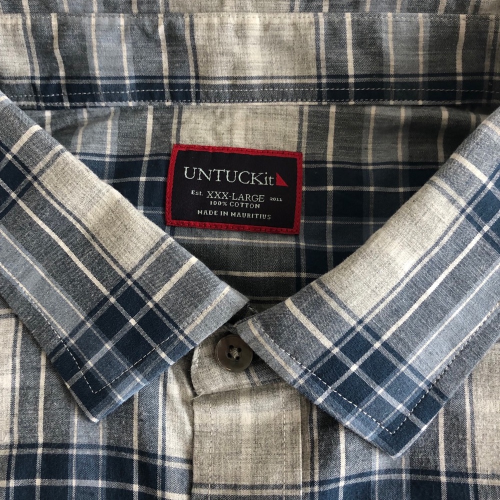 Men’s long sleeve UnTuckit shirt.